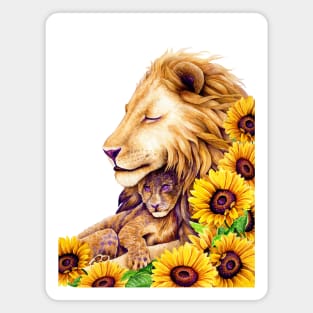 True love - Lion with lion cub Magnet